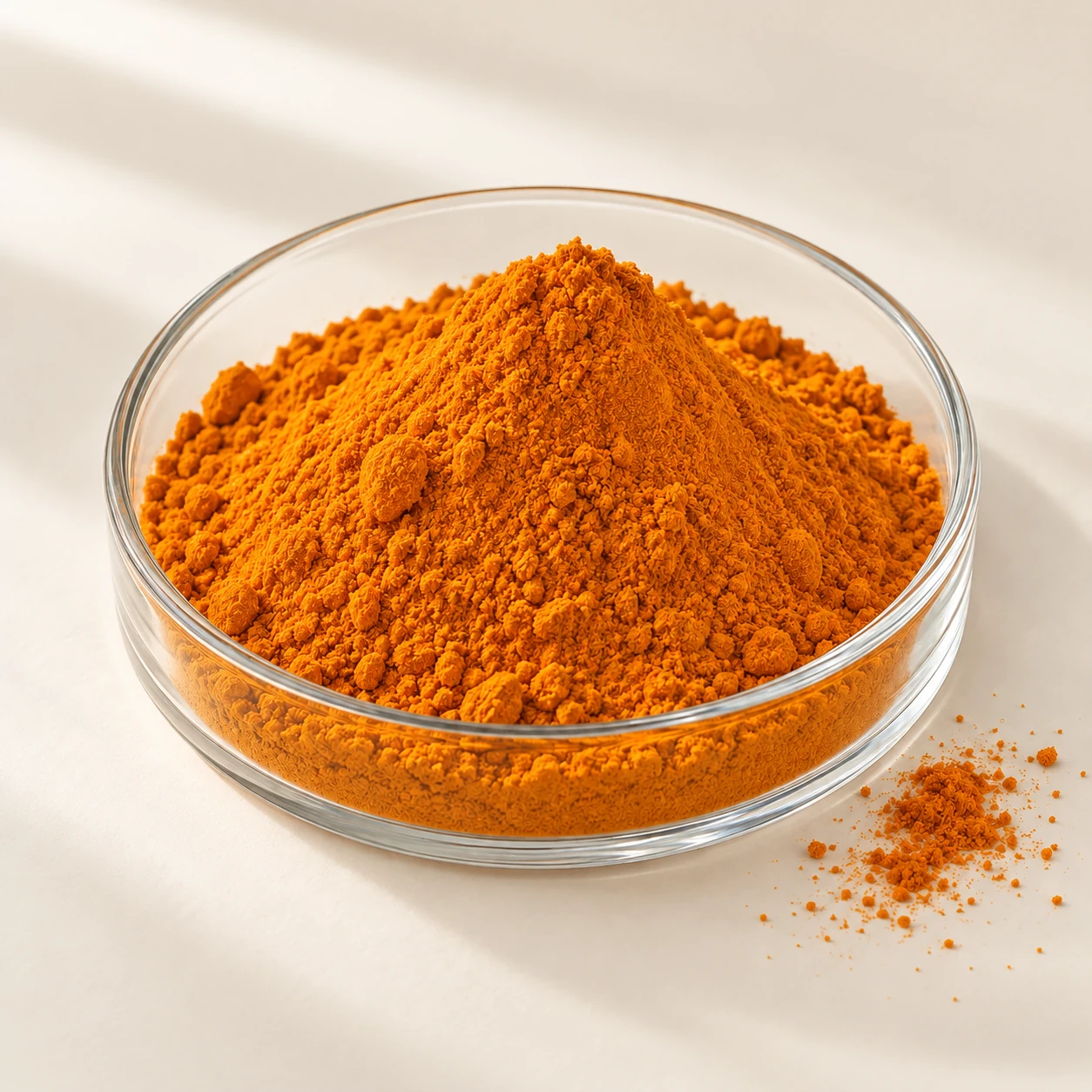 Curcumin powder in a clear glass bowl